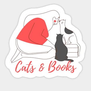 Cats and Books Sticker